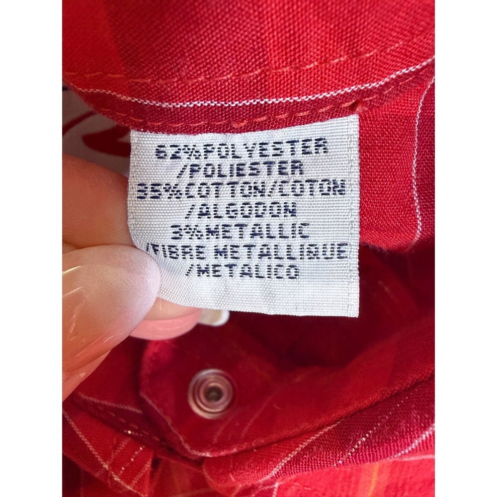 Vtg ROPER Red Plaid Pearl Snap Western Shirt~Womens M~Sleeveless Cowgirl Rodeo - Picture 6 of 14